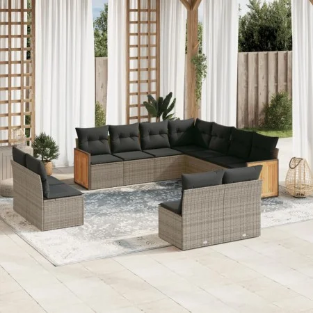 11-piece garden sofa set and gray synthetic rattan cushions by , Garden sets - Ref: Foro24-3227768, Price: 645,96 €, Discount: %