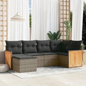 6-teiliges Gartenmöbel-Set und graue synthetische Rattankissen von , Gartensets - Ref: Foro24-3227859, Preis: 368,89 €, Rabat...