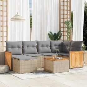7-teiliges Gartensofa-Set und beige synthetische Rattankissen von , Gartensets - Ref: Foro24-3227865, Preis: 432,07 €, Rabatt: %