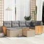 7-piece garden sofa set and beige synthetic rattan cushions by , Garden sets - Ref: Foro24-3227865, Price: 432,07 €, Discount: %