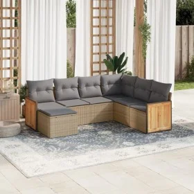 7-piece garden sofa set and beige synthetic rattan cushions by , Garden sets - Ref: Foro24-3227886, Price: 448,51 €, Discount: %
