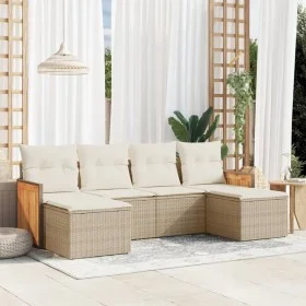 Garden sofa set with cushions 6 pieces beige synthetic rattan by , Garden sets - Ref: Foro24-3227899, Price: 373,89 €, Discou...