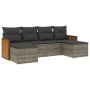 6-piece garden furniture set and gray synthetic rattan cushions by , Garden sets - Ref: Foro24-3227901, Price: 338,63 €, Disc...