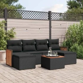 7-piece garden dining set and black synthetic rattan cushions by , Garden sets - Ref: Foro24-3227903, Price: 378,45 €, Discou...