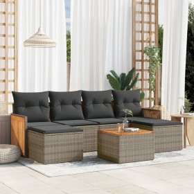 7-teiliges Gartensofa-Set mit grauen PE-Rattan-Kissen von , Gartensets - Ref: Foro24-3227908, Preis: 371,45 €, Rabatt: %