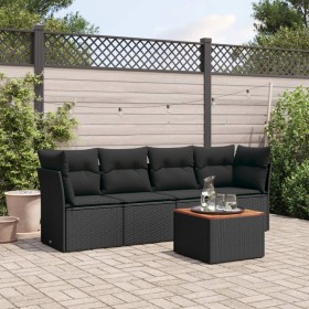 Set de muebles de jardín 5 pzas y cojines ratán sintético negro de , Conjuntos de jardín - Ref: Foro24-3255803, Precio: 325,1...