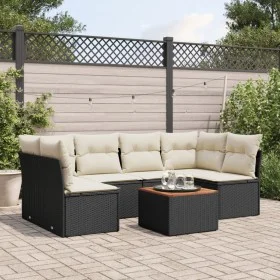 7-piece garden dining set and black synthetic rattan cushions by , Garden sets - Ref: Foro24-3255888, Price: 384,67 €, Discou...