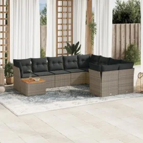 10-piece garden sofa set with gray synthetic rattan cushions by , Garden sets - Ref: Foro24-3256158, Price: 585,60 €, Discoun...