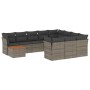 11-piece garden sofa set and gray synthetic rattan cushions by , Garden sets - Ref: Foro24-3256179, Price: 617,29 €, Discount: %