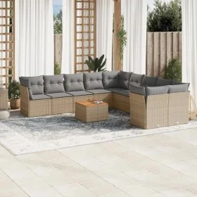 Garden sofa set with beige cushions mix 11 pieces PE rattan by , Garden sets - Ref: Foro24-3256185, Price: 652,40 €, Discount: %