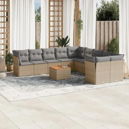 Garden sofa set with beige cushions mix 11 pieces PE rattan by , Garden sets - Ref: Foro24-3256185, Price: 651,66 €, Discount: %