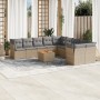 Gartensofa-Set mit beigem Kissenmix, 11-teilig aus PE-Rattan von , Gartensets - Ref: Foro24-3256185, Preis: 652,66 €, Rabatt: %