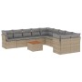Gartensofa-Set mit beigem Kissenmix, 11-teilig aus PE-Rattan von , Gartensets - Ref: Foro24-3256185, Preis: 652,66 €, Rabatt: %