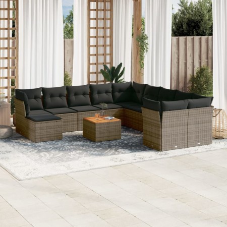 12-teiliges Gartensofa-Set mit grauen synthetischen Rattankissen von , Gartensets - Ref: Foro24-3256312, Preis: 717,38 €, Rab...