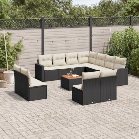 Garden sofa set 12 pieces with black synthetic rattan cushions by , Garden sets - Ref: Foro24-3256511, Price: 658,41 €, Disco...