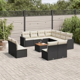 Gartensofa-Set 12-teilig mit schwarzen synthetischen Rattankissen von , Gartensets - Ref: Foro24-3256511, Preis: 649,43 €, Ra...