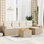 Garden sofa set with cushions 6 pieces beige synthetic rattan by , Garden sets - Ref: Foro24-3224098, Price: 376,19 €, Discou...