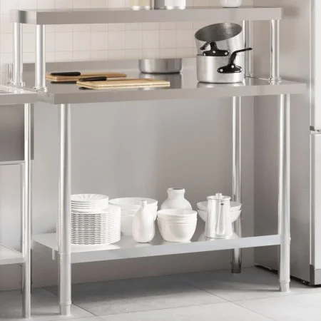 Kitchen work table with stainless steel shelf 110x55x120cm by , Restoration - Ref: Foro24-3208900, Price: 242,61 €, Discount: %