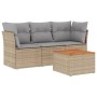 Garden sofa set with cushions 4 pieces beige synthetic rattan by , Garden sets - Ref: Foro24-3223469, Price: 228,05 €, Discou...