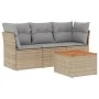 Garden sofa set with cushions 4 pieces beige synthetic rattan by , Garden sets - Ref: Foro24-3223469, Price: 231,62 €, Discou...