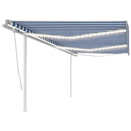Automatic awning LED wind sensor blue and white 6x3 m by , Awnings - Ref: Foro24-3070011, Price: 913,13 €, Discount: %