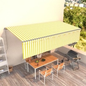 Manuell ausfahrbare Markise mit gelben und weißen Jalousien 6x3 m von , Markisen - Ref: Foro24-3069478, Preis: 438,31 €, Raba...