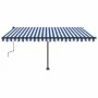 Blue and white manual retractable foot awning 450x300 cm by , Awnings - Ref: Foro24-3069756, Price: 458,64 €, Discount: %