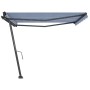 Blau-weiße manuell ausziehbare Fußmarkise 450 x 300 cm von , Markisen - Ref: Foro24-3069756, Preis: 474,90 €, Rabatt: %