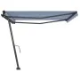 Blue and white manual retractable foot awning 450x300 cm by , Awnings - Ref: Foro24-3069756, Price: 458,64 €, Discount: %