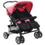 Silla de paseo para gemelos de acero rosa y negro de , Cochecitos de bebé - Ref: Foro24-10155, Precio: 195,92 €, Descuento: %