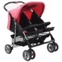 Silla de paseo para gemelos de acero rosa y negro de , Cochecitos de bebé - Ref: Foro24-10155, Precio: 195,92 €, Descuento: %