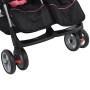 Silla de paseo para gemelos de acero rosa y negro de , Cochecitos de bebé - Ref: Foro24-10155, Precio: 195,92 €, Descuento: %
