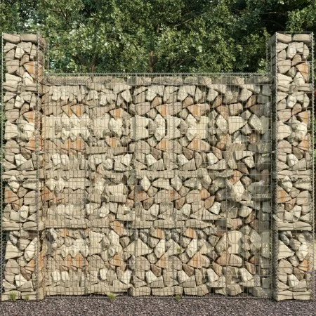 Gabionenwandkörbe 3 Stück verzinkter Stahl 25x25x197cm von vidaXL, Zaunpaneele - Ref: Foro24-145088, Preis: 76,90 €, Rabatt: %