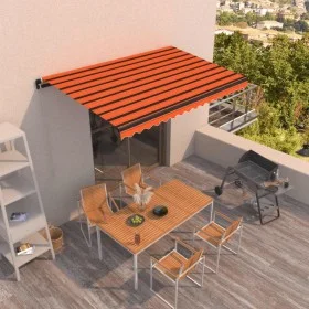 Orange and brown manual retractable awning 450x350 cm by , Awnings - Ref: Foro24-3069200, Price: 398,48 €, Discount: %