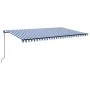 Blue and white manual retractable awning 500x350 cm by , Awnings - Ref: Foro24-3069216, Price: 430,26 €, Discount: %