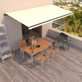 Cream manual retractable awning 600x350 cm by , Awnings - Ref: Foro24-3069237, Price: 569,05 €, Discount: %