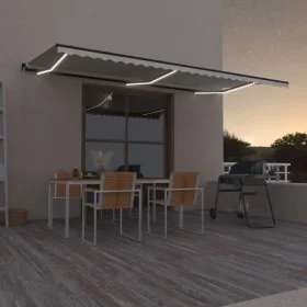 Manuell einziehbare Markise mit cremefarbenem LED-Licht 600 x 350 cm von , Markisen - Ref: Foro24-3069242, Preis: 576,88 €, R...