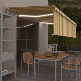 Toldo automático persiana, LED y sensor de viento amarillo 5x3m by , Awnings - Ref: Foro24-3069353, Price: 683,57 €, Discount: %