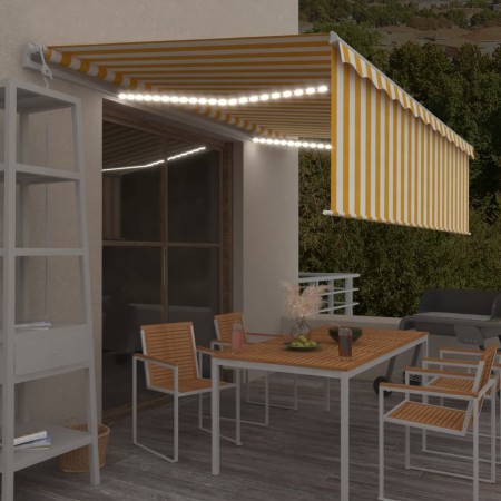 Toldo automático persiana, LED y sensor de viento amarillo 5x3m by , Awnings - Ref: Foro24-3069353, Price: 727,57 €, Discount: %