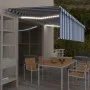 Automatic awning LED blinds wind sensor blue white 5x3 m by , Awnings - Ref: Foro24-3069351, Price: 685,43 €, Discount: %