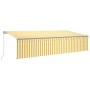 Manual retractable awning with blind and yellow white LED 6x3 m by , Awnings - Ref: Foro24-3069483, Price: 518,42 €, Discount: %
