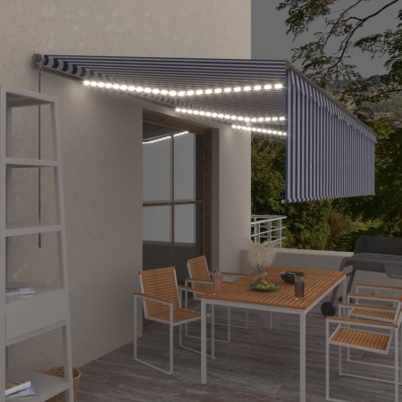 Manuell ausfahrbare Markise mit Rollo und blau-weißer LED 6x3 m von , Markisen - Ref: Foro24-3069481, Preis: 501,63 €, Rabatt: %