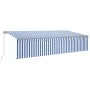 Manual retractable awning with blind and blue and white LED 6x3 m by , Awnings - Ref: Foro24-3069481, Price: 572,38 €, Discou...