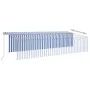 Manual retractable awning with blind and blue and white LED 6x3 m by , Awnings - Ref: Foro24-3069481, Price: 572,38 €, Discou...