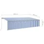 Manual retractable awning with blind and blue and white LED 6x3 m by , Awnings - Ref: Foro24-3069481, Price: 572,38 €, Discou...