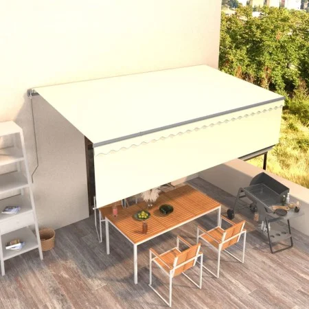 Manual retractable awning with cream blinds 5x3 m by , Awnings - Ref: Foro24-3069457, Price: 407,66 €, Discount: %