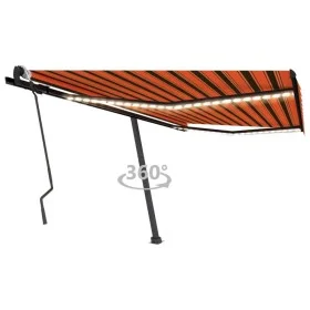 Toldo manual retráctil con LED naranja y marrón 400x300 cm by , Awnings - Ref: Foro24-3069745, Price: 451,60 €, Discount: %
