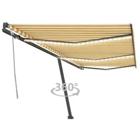 Toldo retráctil manual con luz LED amarillo y blanco 600x300 cm by , Awnings - Ref: Foro24-3069803, Price: 671,20 €, Discount: %