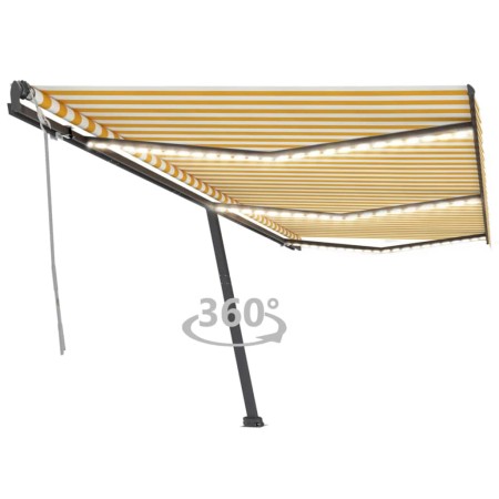 Toldo retráctil manual con luz LED amarillo y blanco 600x300 cm by , Awnings - Ref: Foro24-3069803, Price: 626,21 €, Discount: %