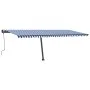 Toldo de pie retráctil manual azul y blanco 600x350 cm de , Toldos - Ref: Foro24-3069876, Precio: 683,06 €, Descuento: %